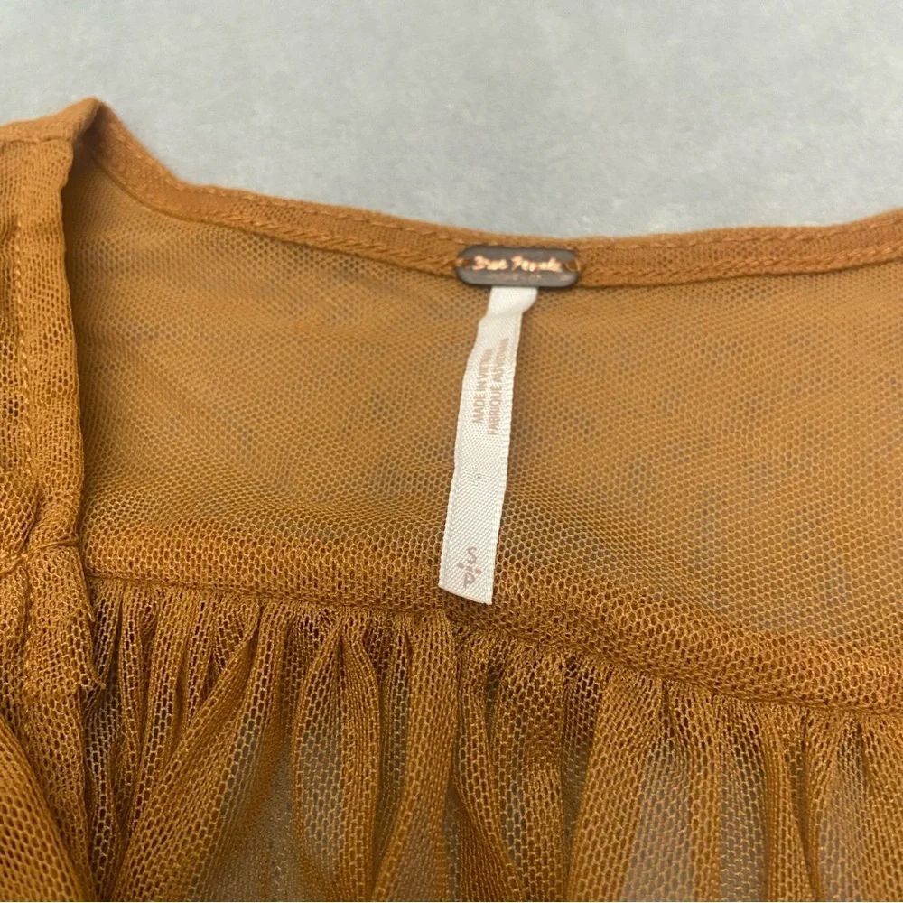 Free People Rustic Caramel Ruffled V-Neck Top - Picture 6 of 11